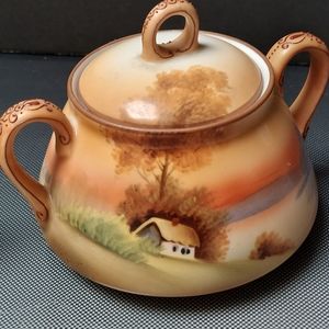 Nippon morimura handpainted sugar bowl creamer set